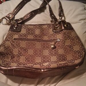 Kathy Van Zeeland Brown Floral Shoulder Bag